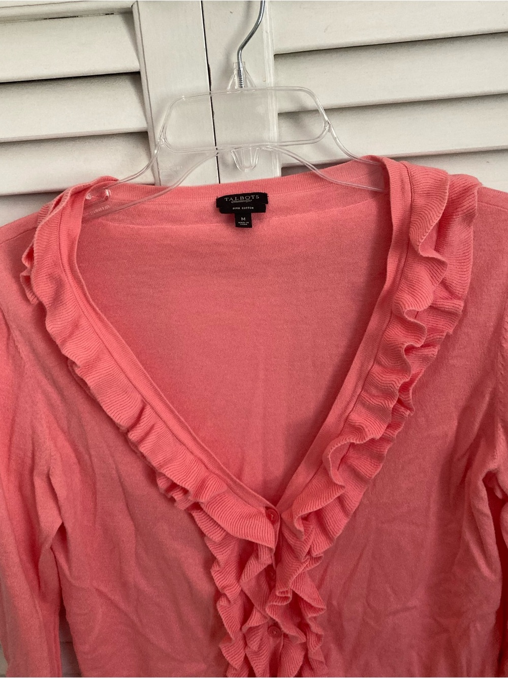 Talbots Ruffle V-Neck Cardigan - Picture 3 of 6